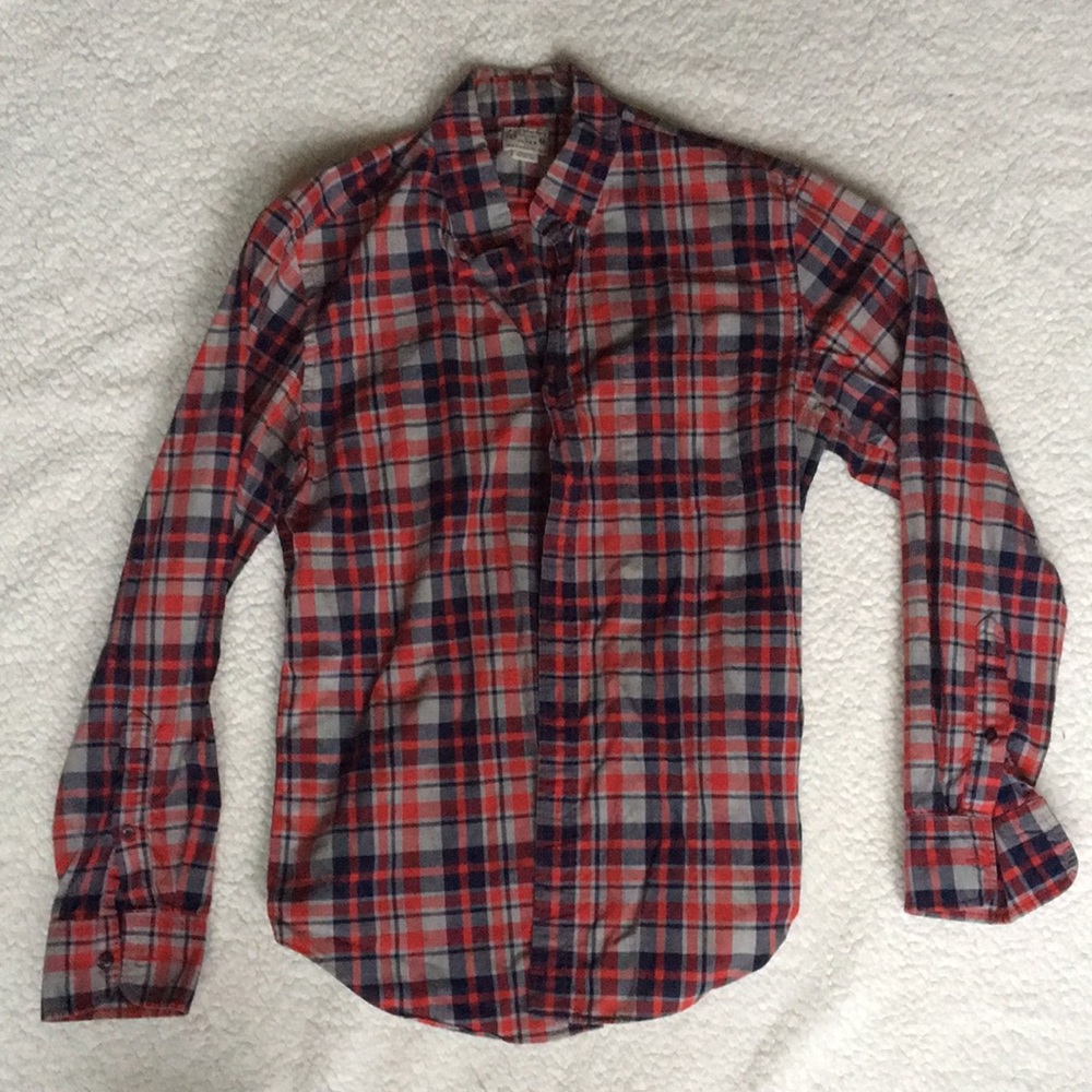 J Crew Factory plaid button down. Sz M